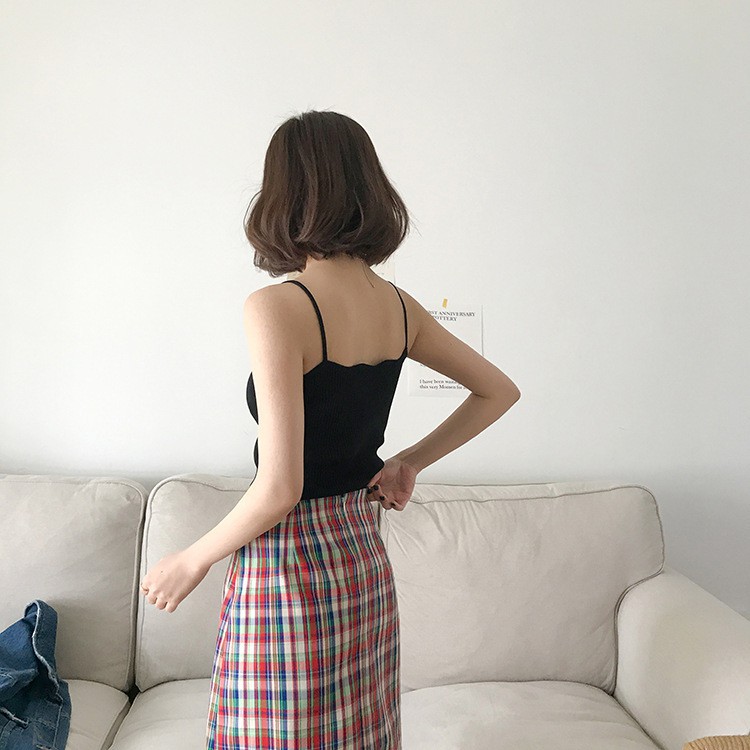 Áo Hai Dây Sợi Bún Dệt Kim Viền Cổ Gợn Sóng Dáng Ôm Mềm Mại - MSP T37 | BigBuy360 - bigbuy360.vn