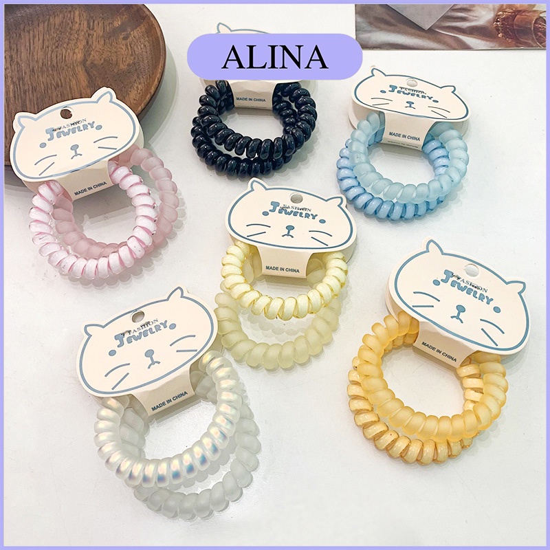 Set 2 Dây Cột Tóc Lò Xo Bằng Nhựa Màu Pastel Alina K5-N010