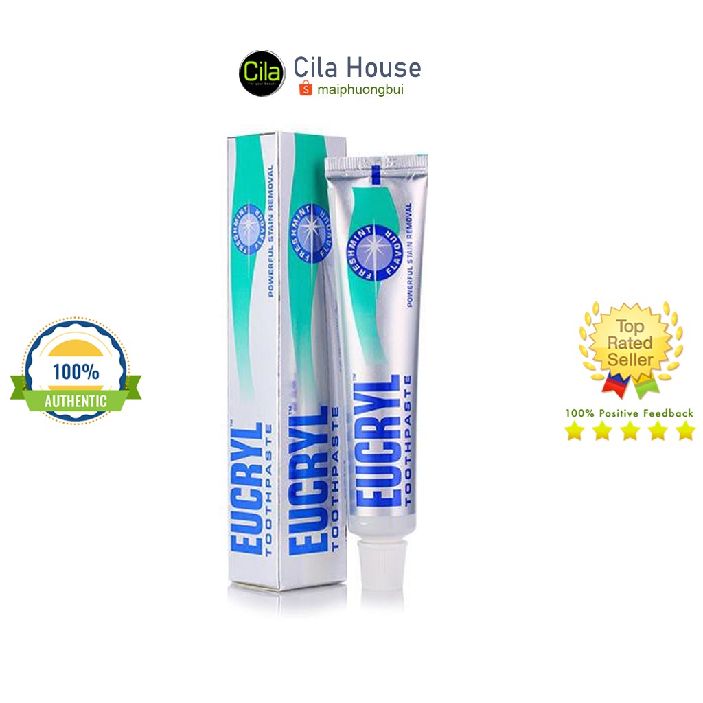 Kem Đánh Răng Eucryl Toothpaste 50ml Hương Bạc Hà Làm Trắng Răng - Cila House