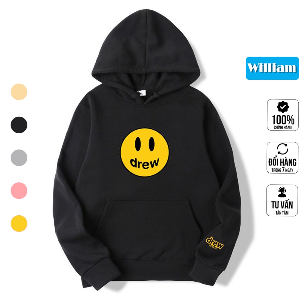 Áo Hoodie nam nữ hình in Drew chất lượng, chất nỉ bông dày dặn William - DS198