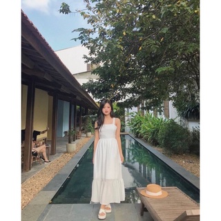 ĐẦM MAXI TRẮNG 2S NƠ LƯNG ĐUÔI CÁ