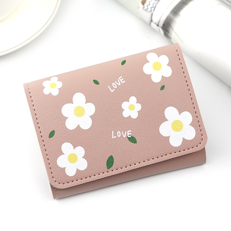 Ví Ngắn Gập Ba Thời Trang Mới Đơn Giản Màu Trơn Đựng Tiền Xu / Thẻ Dành Cho Bạn Nữ