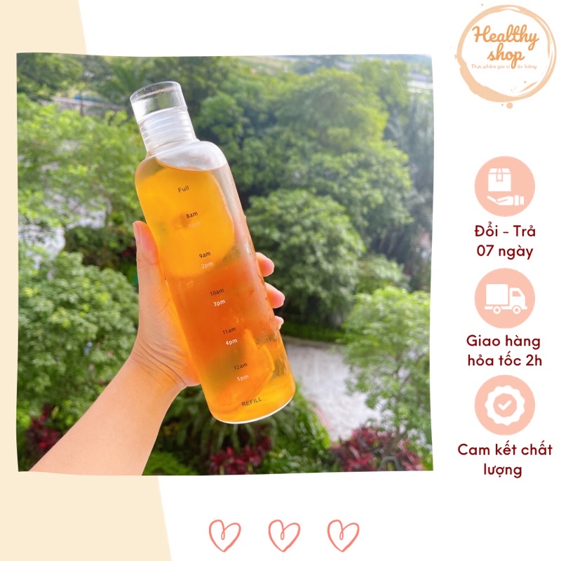 Bình đựng nước thủy tinh trong suốt có vạch mức tiện dụng 500ml