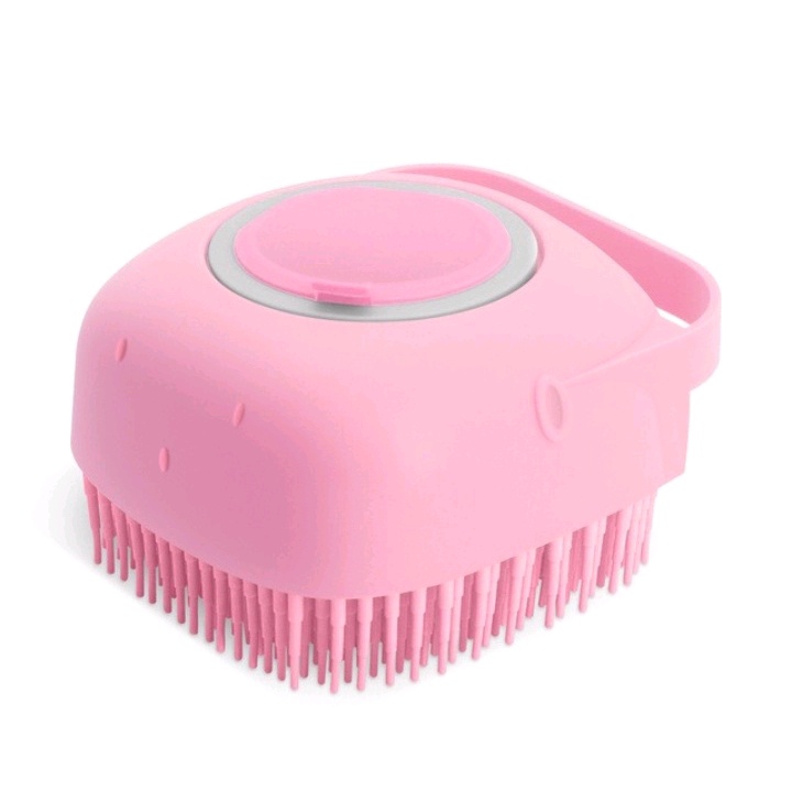 (HCM - Hàng tốt) Bàn Chải Tắm Cho Chó Mèo Bằng Silicon Mềm Mại Có Chỗ Đựng Sữa Tắm Tạo Bọt Tiện Dụng