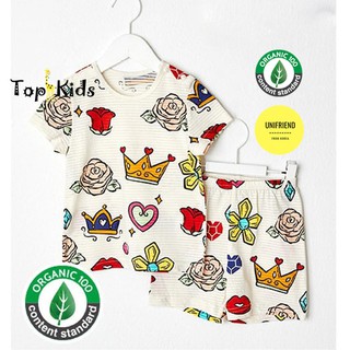 Bộ cộc tay cho bé trai - gái VƯƠNG MIỆN-  Unifriend Hàn Quốc - 100% Cotton _ Topkid, đồ bộ, đồ ngủ