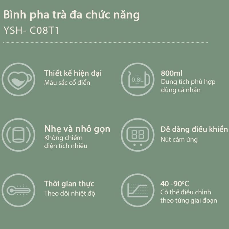 Máy Pha Trà Đa Chức Năng Bear YSH-C08T1