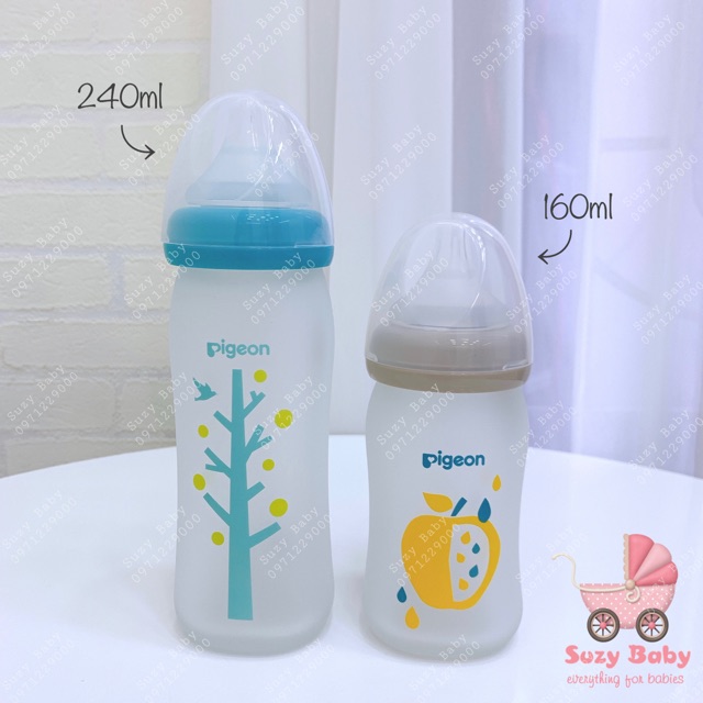 BÌNH PIGEON THUỶ TINH PHỦ SILICONE 160ml/250ml