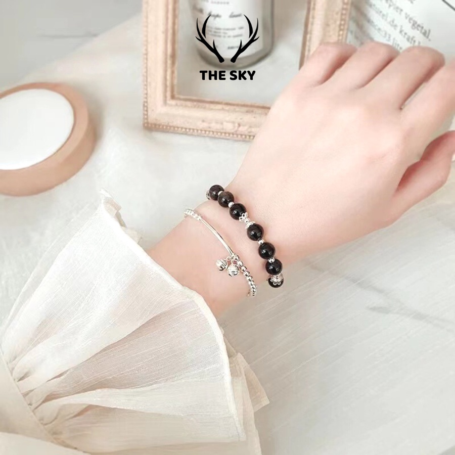 Lắc Tay Chuông Kêu Leng Keng Chất Liệu Bạc Ý Mẫu Mới Hàng Thiết Kế THE SKY VT1030