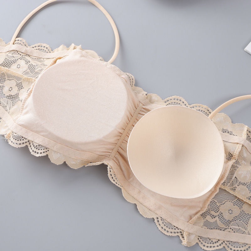Set 2 Áo Lót Không Gọng Thép Phối Ren Hở Lưng Chống Bóng Phong Cách Hàn Quốc Cho Nữ Sinh