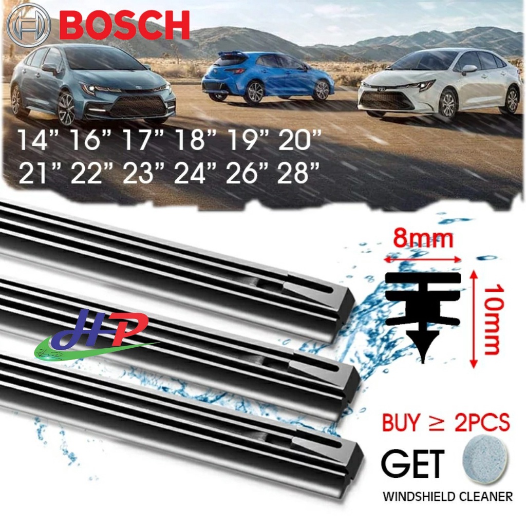 Lưỡi gạt mưa kính Ô tô BOSCH dài 70x0,8cm dùng cho loại thanh gạt có xương [Bộ 2 lưỡi]