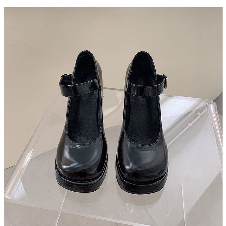 [SẴN - FORM CHUẨN] Giày MARY JANE mũi tròn đế trụ vuông 9cm - phiên bản màu đen phong cách Anh Quốc cổ điển dành cho nữ