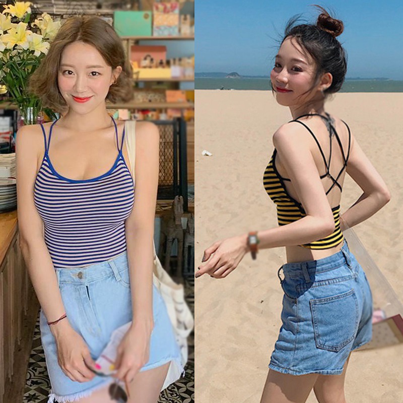 Áo Tank Top Sát Nách Hở Lưng Có Mút Nâng Ngực Thiết Kế Quyến Rũ Cho Phái Nữ