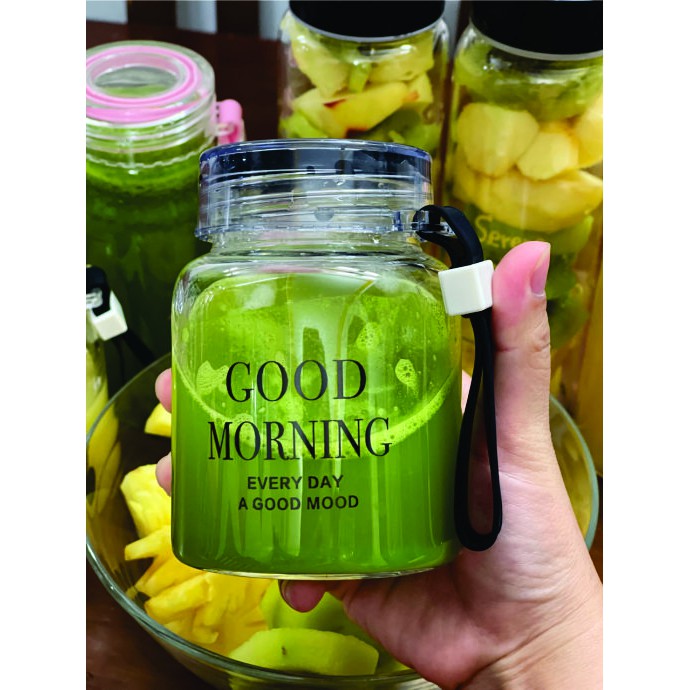 Binh Nước Thủy Tinh GOOD MORNING - 300ML - Tặng kèm túi