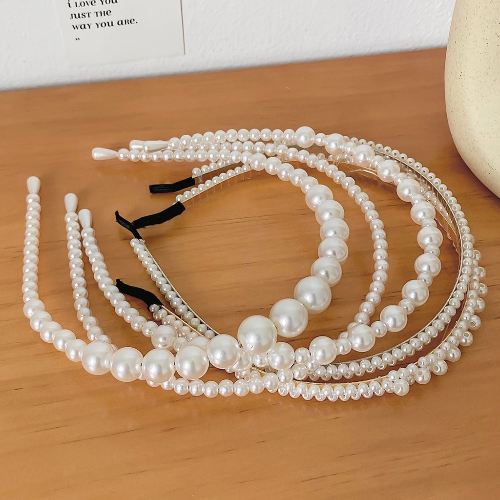 Bờm đính ngọc trai nhân tạo băng đô cài tóc cho bé gái phong cách thời trang Hàn Quốc