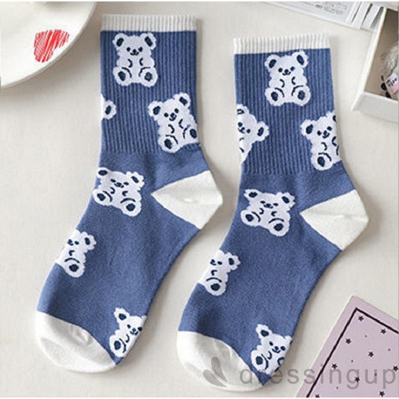 Tất dệt kim họa tiết hoạt hình chống trượt thoáng khí dễ thương cho nữ