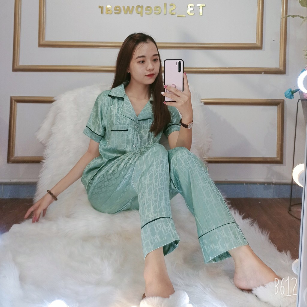 Đồ bộ set lụa gấm áo tay ngắn và quần dài nhiều màu