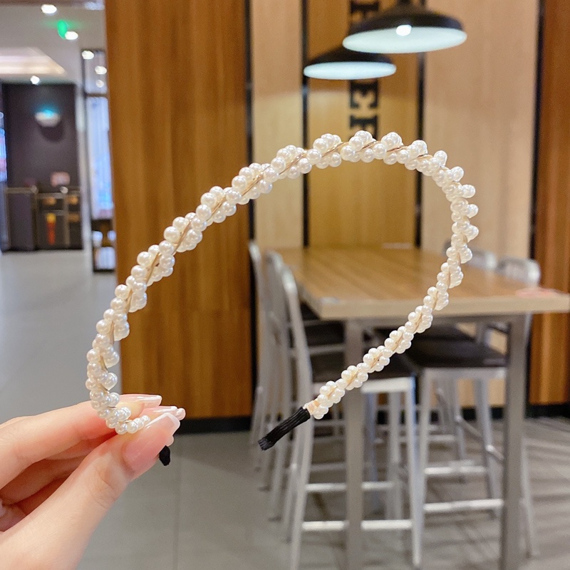 Băng đô cài tóc đính ngọc trai thời trang Hàn Quốc đơn giản cho nữ