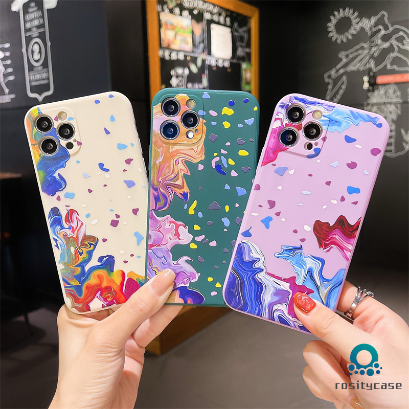 Full Cover Straight Cube Art Watercolor TPU Phone Case for  Xiaomi Redmi Note 9 8 10 10S 9 PRO MAX 9S Xiaomi Redmi POCO X3 NFC X3 PRO M3 Redmi 9 9C NFC 9A 9i 9T 9 PRO