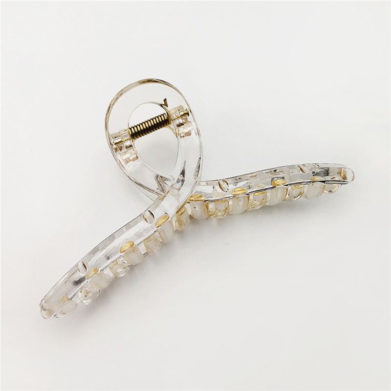 Kẹp Tóc Trong Suốt Bằng Nhựa Màu Trơn Hình Vuông Cỡ Lớn Phong Cách Hàn Quốc