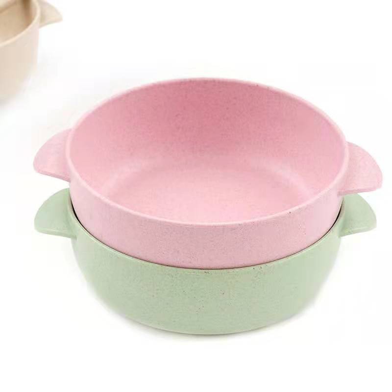 Bộ Tô Kèm Muỗng Chất Liệu Rơm Lúa Mì Thân Thiện Môi Trường Cho Bé