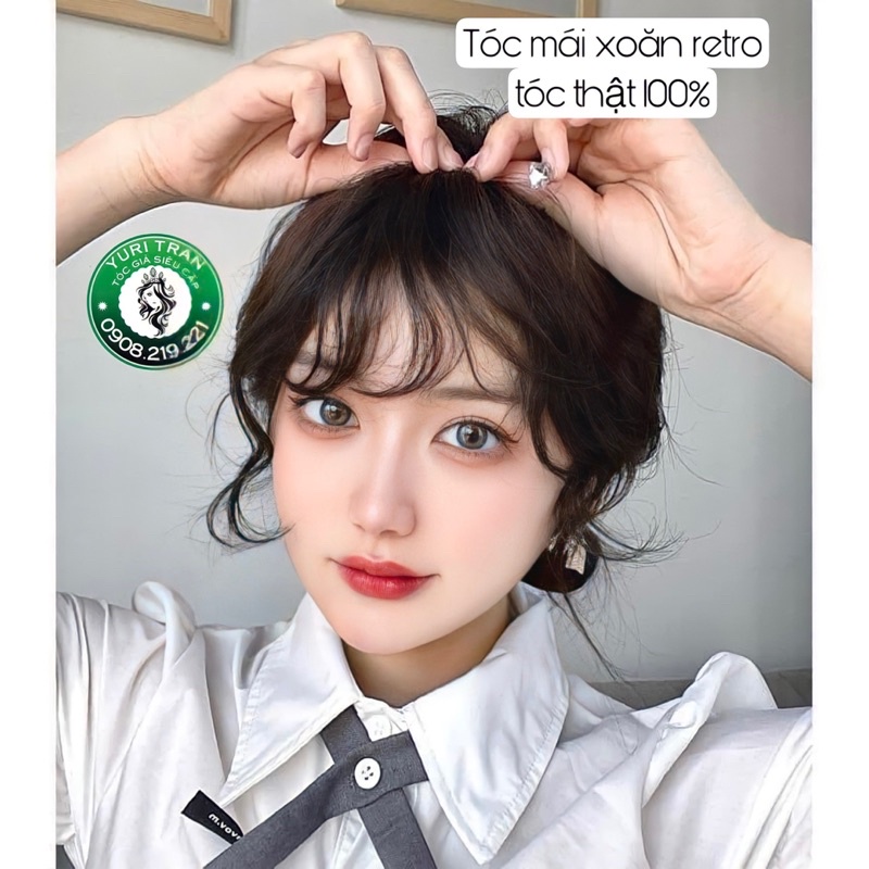 TÓC MÁI GIẢ LÀM BẰNG 100% TÓC THẬT - KIỂU RETRO SIÊU DỄ THƯƠNG- dễ dùng, không lộ mối