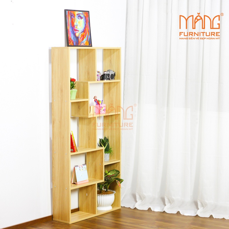 Kệ sách gỗ, giá sách đứng nhiều ngăn (3 màu: trắng, đen, vân gỗ) KS04