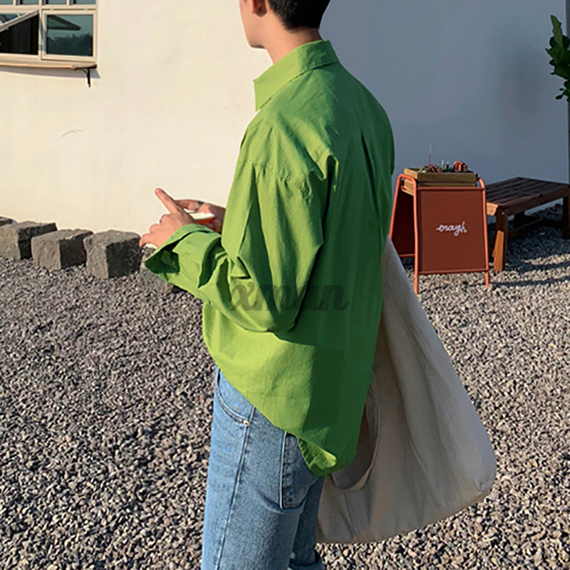Áo Sơ Mi Nam Tay Dài Dáng Rộng Màu Trơn Thời Trang | BigBuy360 - bigbuy360.vn