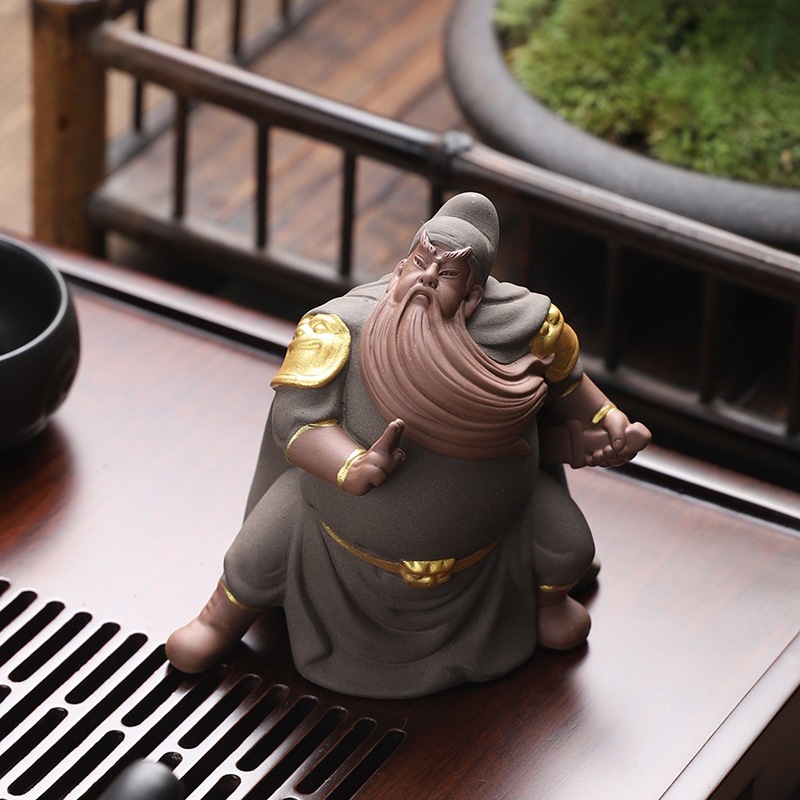 Bộ tượng Quan Công - Quan Vũ gốm Tử Sa trang trí, để bàn trà, quà tặng, trang trí xe hơi - Tự Thanh