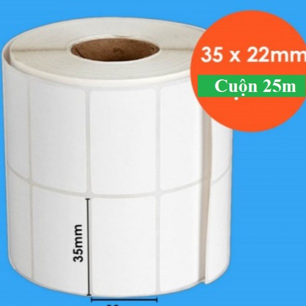 Giấy in mã vạch nhiệt 2 tem khổ 35x22mm