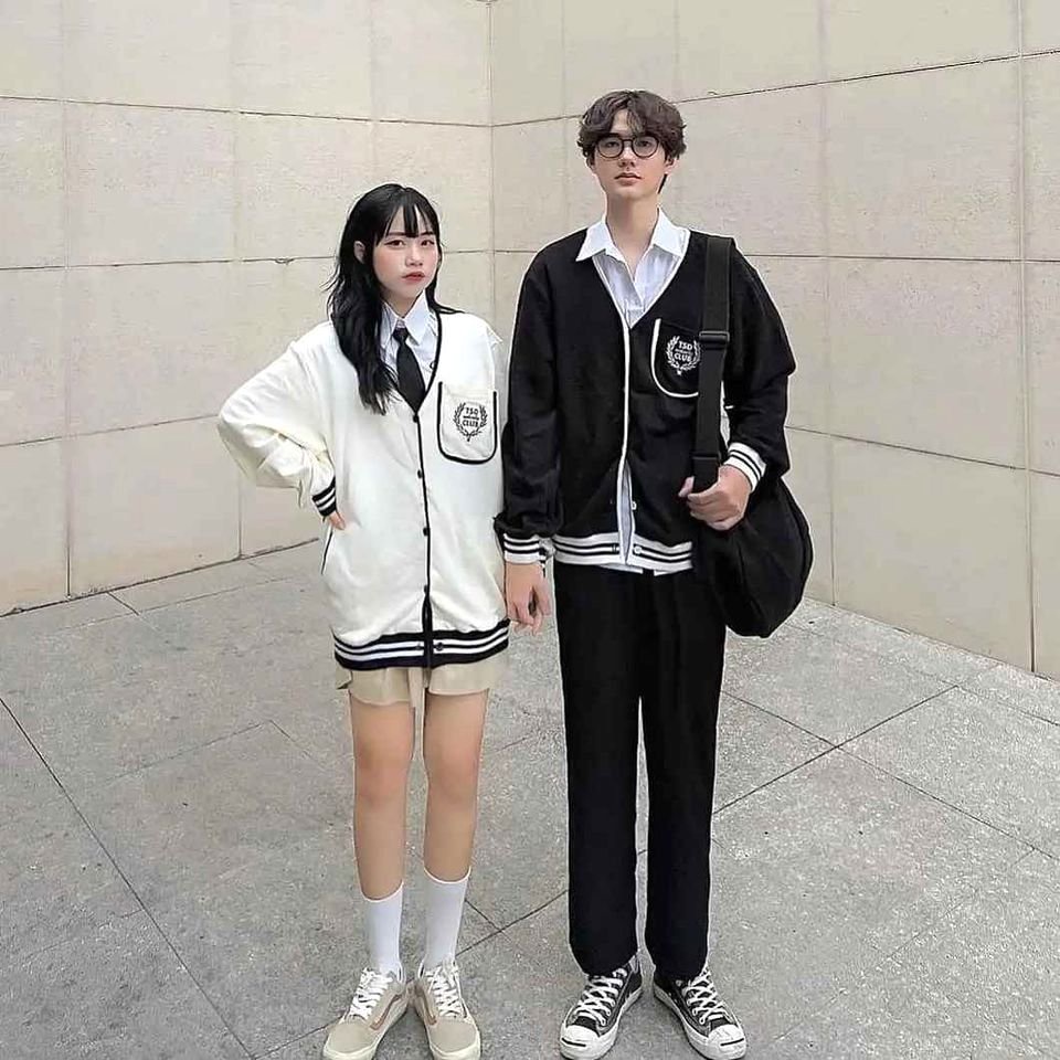 🌸 Sweater nỉ mỏng kẻ viền tay bồng màu TRẮNG | ĐEN cá tính Ulzzang 🌸