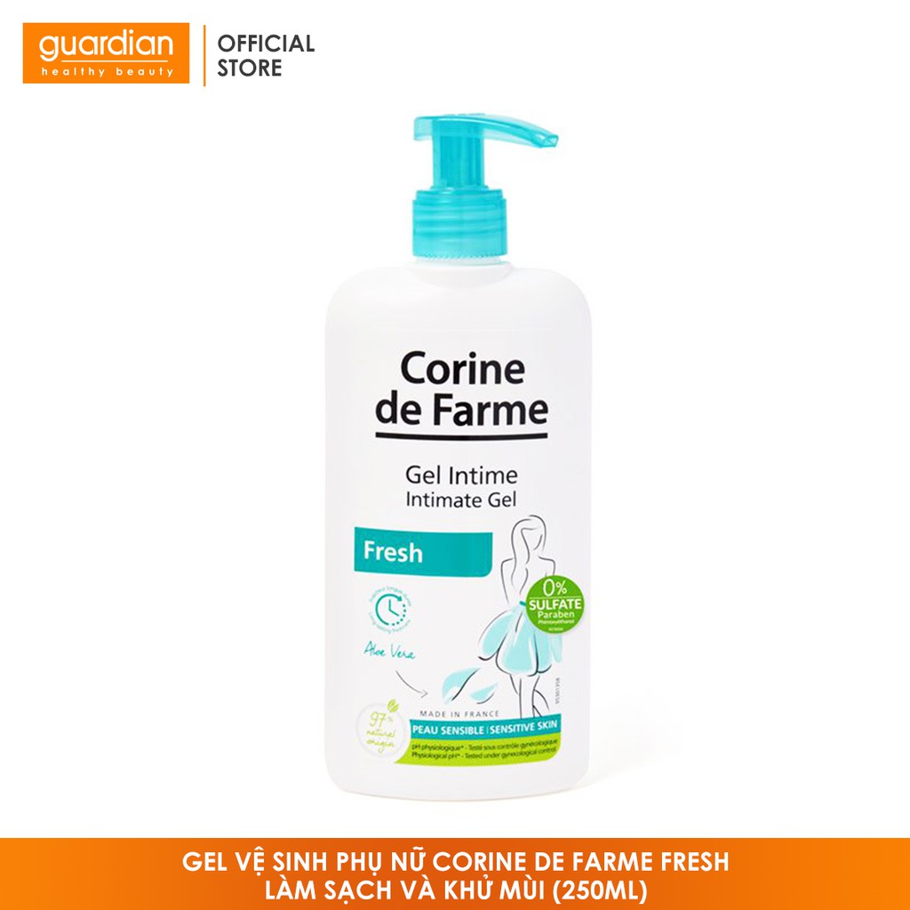 Gel vệ sinh phụ nữ Corine De Farme Fresh làm sạch và khử mùi (250ml)