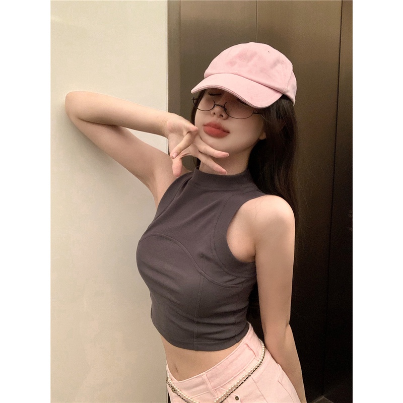 COZOK Áo croptop sát nách ôm dáng quyến rũ cho nữ