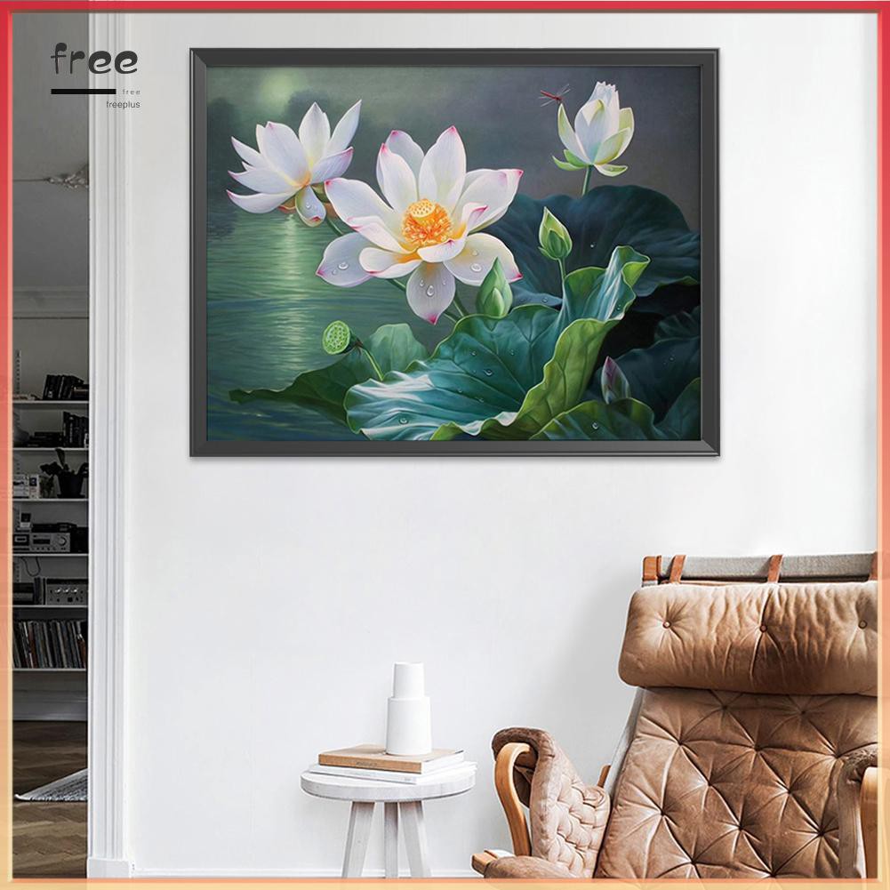 Tranh Thêu Chữ Thập Hình Hoa Sen 11ct 50x40cm | BigBuy360 - bigbuy360.vn