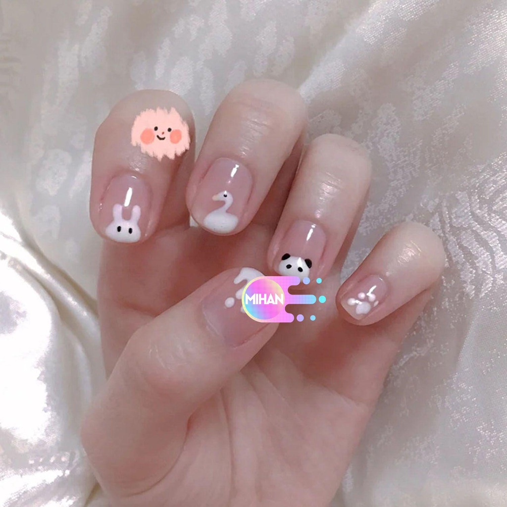 [Hàng mới về] Hộp 24 móng tay giả nhiều họa tiết thời trang xinh xắn có thể tháo rời