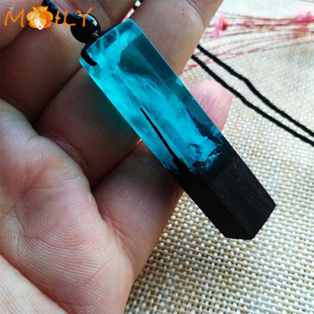 Dây chuyền mặt gỗ phối nhựa resin màu sắc đẹp mắt thời trang unisex