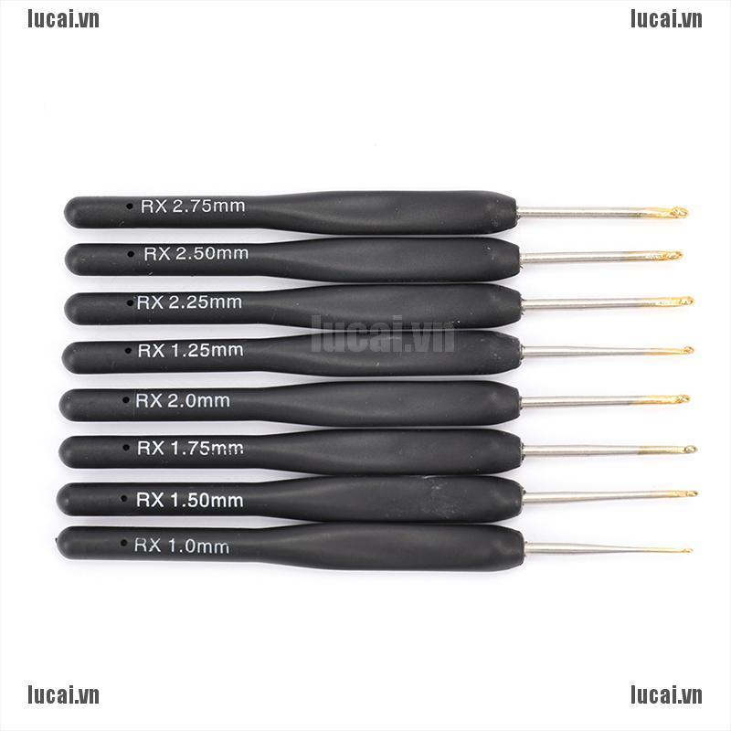 Bộ 8 Dụng Cụ Đan Móc Len Màu Đen