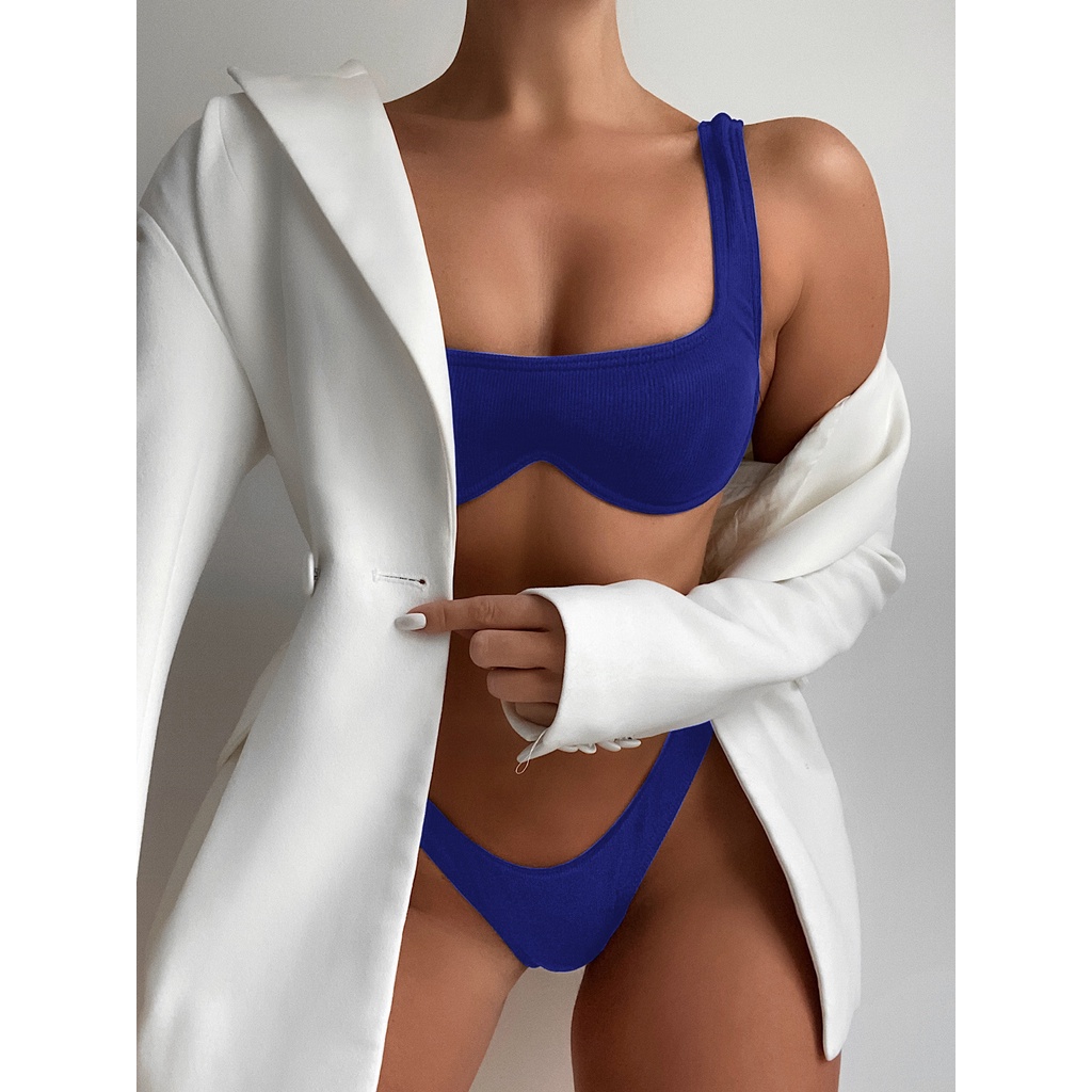 SET BIKINI VẢI TĂM XANH COBALT/ĐEN/ĐỎ