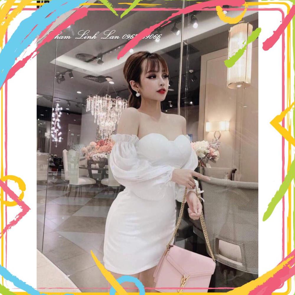 Đầm cúp ngực tay lưới ( có mút ngực ) thời trang nữ