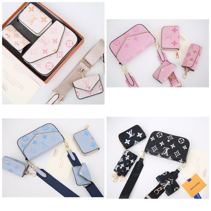 Set lv Felicie 3in1 Hàng da xịn sz 18