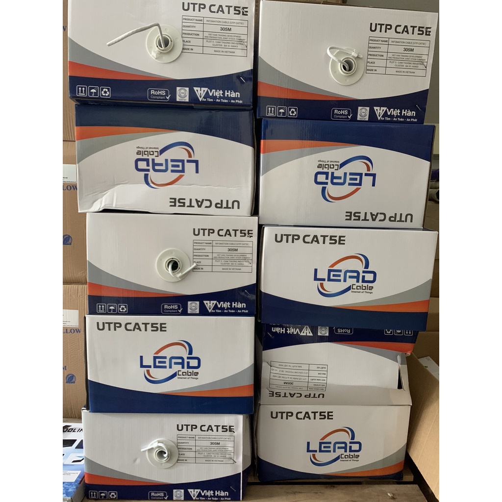 Dây cáp mạng máy tính Việt Hàn LEAD Cat6e, Cat5e Đồng LS Hàn Quốc 99.9%