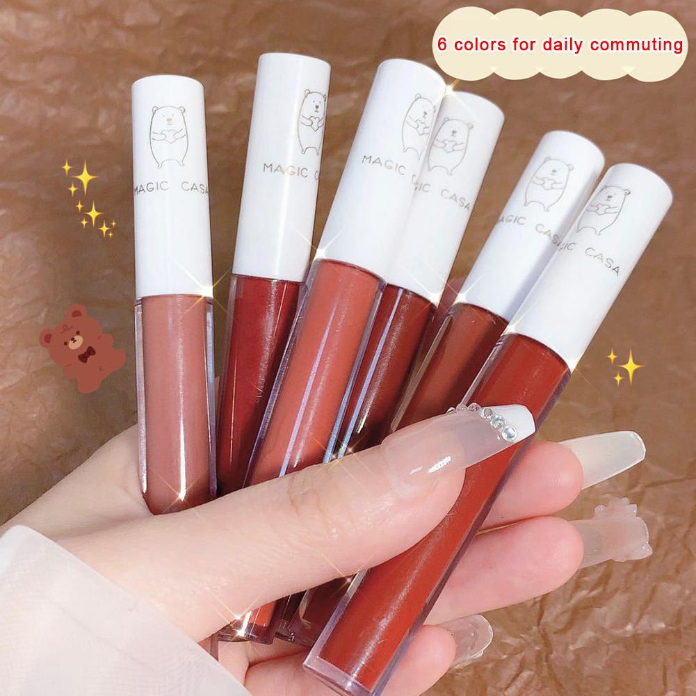 [Hàng mới về] 6 Son môi dạng thỏi màu đỏ tông lì mịn như nhung chống thấm nước trang điểm lâu trôi