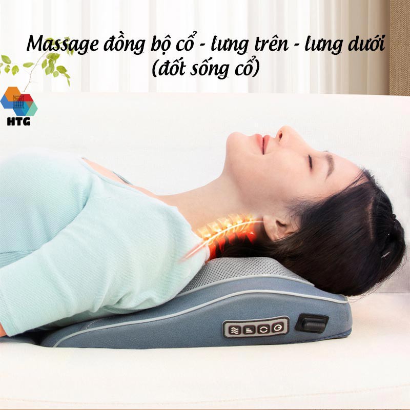 Gối massage tựa lưng Leerkang LEK-618-9-N đa năng hồng ngoại, không dây, hàng chính hãng