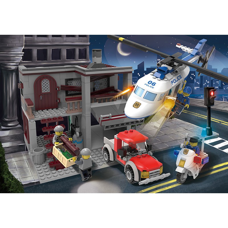 Đồ chơi lắp ráp Lego City Gudi 9318 xếp hình logo minifigures nhà xe ô tô và máy bay phối cảnh tuyệt đẹp