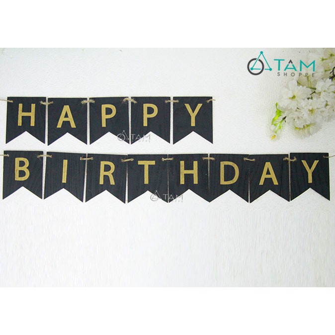 Dây chữ Happy Birthday vẽ tay trên gỗ số 31