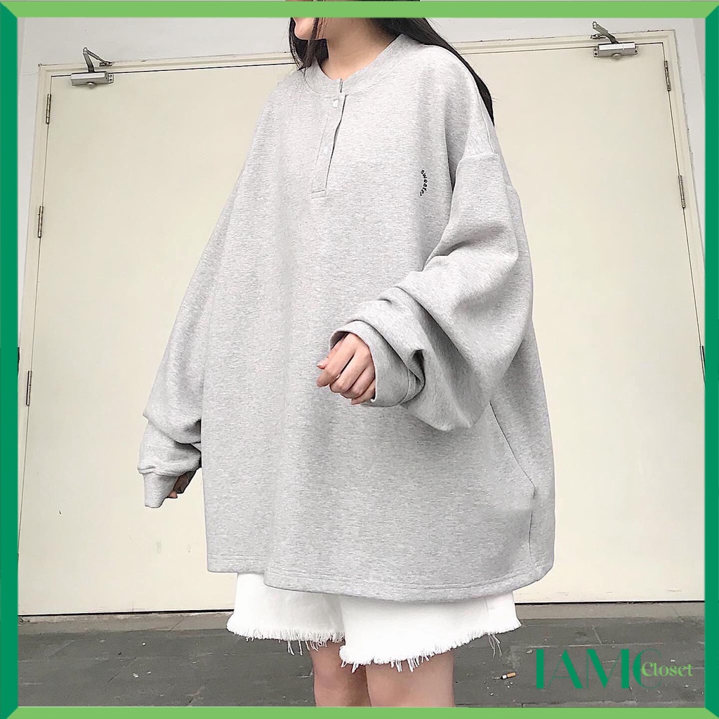 Áo Sweater nữ trơn Form Rộng có cúc -1739 IAMC.Closet