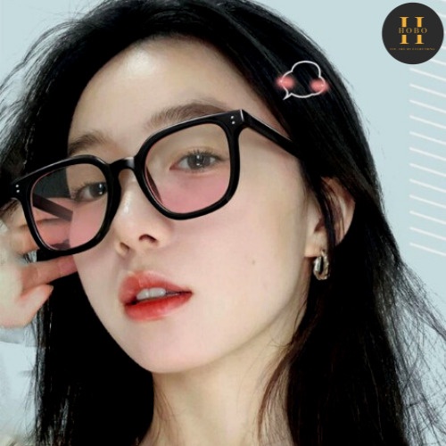Kính Mát Thời Trang HOBO Mắt Kính Mát Nữ, Tròng Kính Trong Suốt Ửng Hồng Siêu Xinh, Thiết Kế Nhẹ Nhàng Chống Tia UV