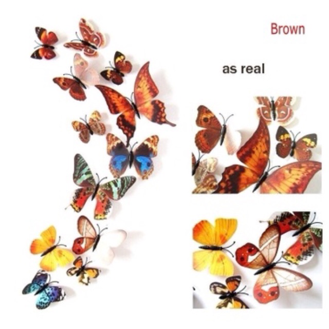 Set 12 miếng dán tường hình bướm 3D độc đáo