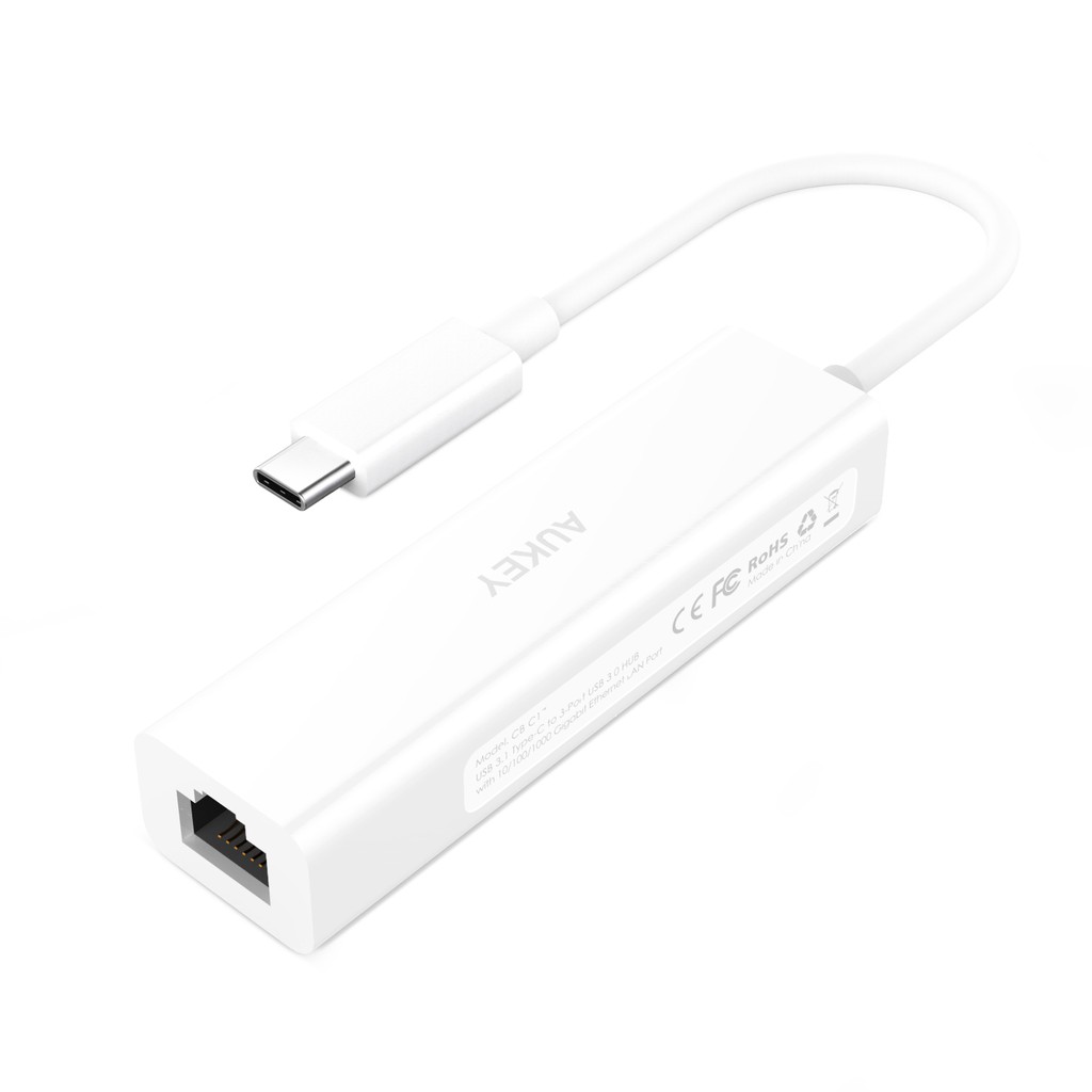 [Mã 2404EL10K giảm 10K đơn 20K] Hub Chia Cổng Type C Sang USB Aukey CB-C17 3 Cổng USB 3.0 Và 1 Cổng Gigabit Ethernet