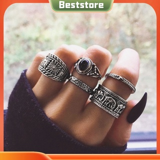 <BSTO> Bộ 5 chiếc nhẫn đốt ngón tay nạm khắc cổ điển
