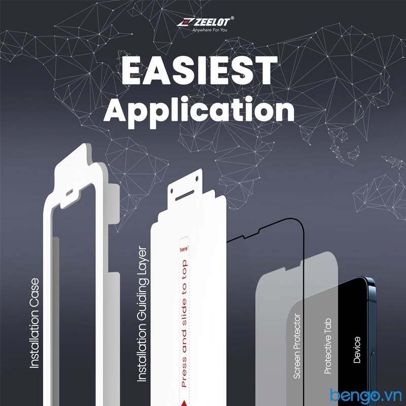 Dán Cường Lực iPhone 13/13 Pro/13 Mini/13 Pro Max ZEELOT SOLIDsleek Chống Nhìn Trộm Kèm Kit Dán